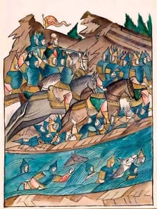 Битва на реке Воже. Лицевой свод XVI века.